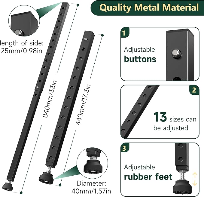 Adjustable Window Security Bars Vertical, Heavy Duty Sliding Patio Glass Door Lock Bar with Rubber Feet, 17-33 inch Window Safety Stopper for Up and Down Windows -Black 1 PCS Patented