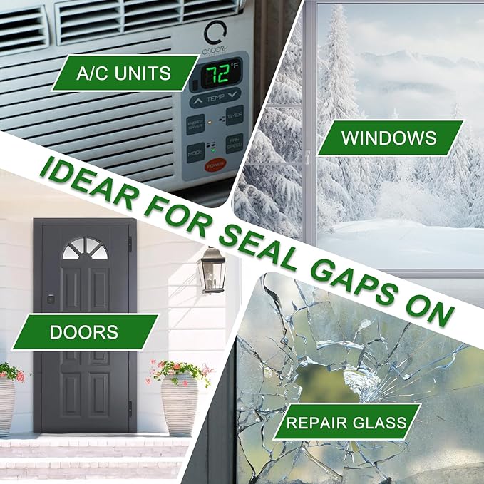 Transparent Window Weather Sealing Tape 2 Inch x 35 Yards Weather Stripping Residue Free Clear Window Draft Isolation Sealing Film Tape for Doors Windows and Shower Glass Gaps