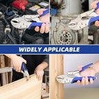 10-Inch Locking Pliers, Premium Alloy Steel Construction, Curved Jaw Locking Pliers with Wire Cutter, Quick Release, Fit for Clamping Twisting Welding