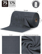 Fantasticlean Microfiber Cleaning Cloth Roll -75 Pack, Tear Away Microfiber Towels, 12" x 12", Reusable, Washable, Scratch Free, Ultra Absorbent for Car, Home Supplies (DimGray)