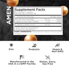 Amen Zinc & Copper Supplement + Probiotics, 3 Months Supply, One Per Day - 50 mg Zinc Picolinate Vitamin Pills - Essential Minerals Supplements – 2 Billion CFUs Probiotic – Vegan, Non-GMO, 90 Capsules
