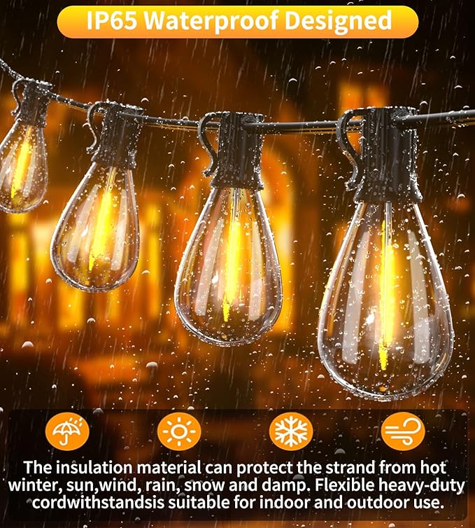 Tenmiro 120FT Outdoor String Lights, Ultra Long Waterproof 30+2 Edison Shatterproof Bulbs Led Outside Patio Lights for Porch Deck Garden Backyard Balcony Wedding Party Decor