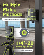 LASGOO Green Laser Level Self Leveling, 360° Horizontal Laser with Vertical Laser Line, 4 Brightness Levels Pulse Mode for Floor Tile Wall Construction, L-Bracket, Batteries and Carry Bag Included