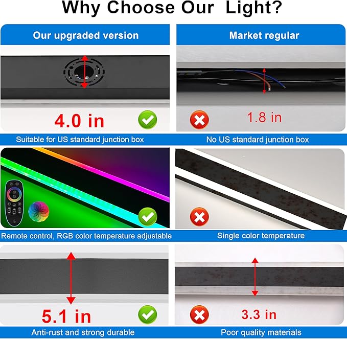 MELUCEE 2 Packs 24in Long Outdoor RGB LED Wall Lights, 5.1in Wide Exterior Wall Light Fixtures Black Dimmable Long Strip Wall Sconce with Remote Control for House Garage Patio Porch, IP65 Waterproof