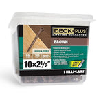 Deck Plus 2-1/2 Inch Epoxy Coated Exterior Wood and Fence Screws #10 x 2-1/2" Torx/Star Drive Included Coarse Thread, Outdoor Rust Resistant Decking Screw, Brown, 5 lb Box, 365 Pieces | 49007