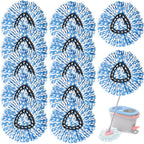 12 Pack Spin Mop Replacement Head, Only Fit for RinseClean 2-Tank System, Microfiber Spin Mop Refill Head Replacement Easy Wring Mop,Spinning Mop Replace Head for Floor Cleaning