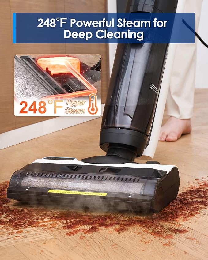 Tineco iFLOOR 5 Steam Wet Dry Vacuum All-in-one, Steam Mop Hardwood Floor Cleaner Great for Sticky Messes, 248℉ High-Temp Steam, Self-Cleaning with steam