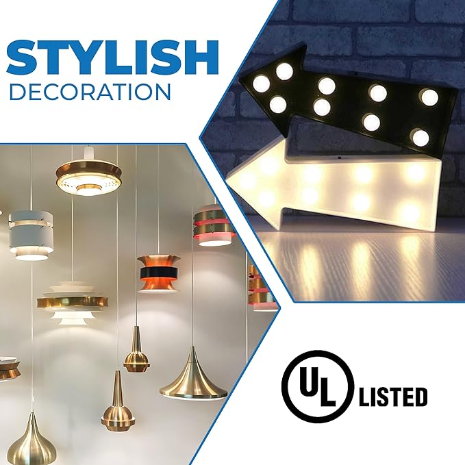 S11 Indicator Incandescent Ceramic White Night Bulb with E26 Base, 7.5W White Light with 40 Lumen Brightness, Perfect for Home Decor, Pack of 20