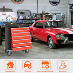 7-Drawer Rolling Tool Chest, Tool Box with 4 Wheels and Drawers, High Capacity Detachable Mobile Tool Storage Cabinet for Garage, Workshop, Mechanics and Repair Room (Black&Red)