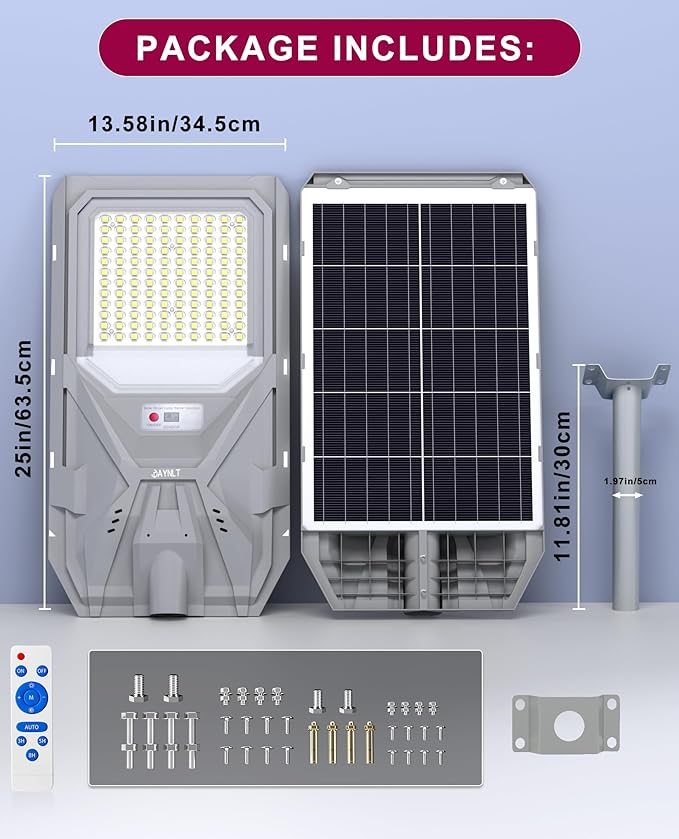 JAYNLT X-7500W Solar Street Lights,6500K Commercial Parking Lot Light Dusk to Dawn Dusk to Dawn,IP68 Waterproof Flood Security Street Lights Motion Sensor for Garage,Road