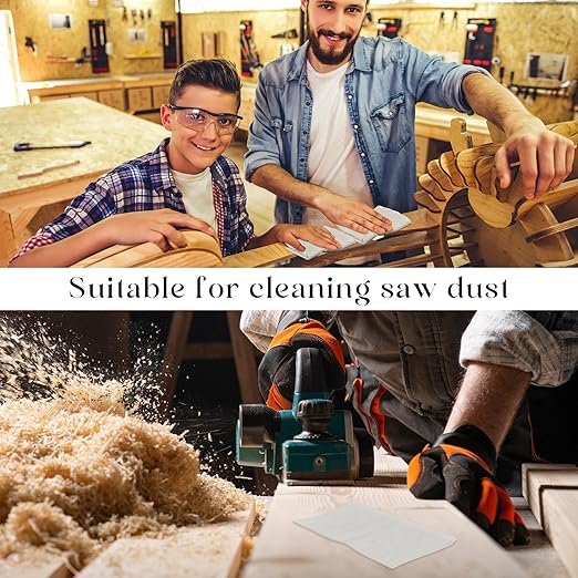 Maxcheck 100 Pcs Sticky Tack Cloth Woodworking Painters Wax and Silicone Free Tack Cloths for Removing Dust Rags Automotive Painting for Automotive, 18 x 36'' (White)