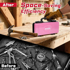 66Pcs Tools Set Packaged with Heavy-duty Tool Box, Include Impact Screwdriver Bits, Nut Driver, Mini Ratchet Wrech and Impact Bit Holder for Home Repairs DIY