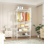 Ulif H2 Heavy-Duty Portable Closets, 4-Tier Freestanding Garment Rack Suit for Small Space and Corner, Closet Organizer System Portable Closet Wardrobe, Max Load 500 LBS, White