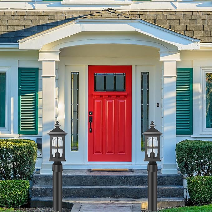 Darkaway Outdoor Post Lights, Exterior Post Lantern Lamp Waterproof Aluminum Housing Lamp with Seeded Glass, Fence Pole Deck Lighting for Garden Patio Pathway Driveway