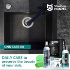 Shieldon Sink Care Kit – Cleaner & Nano Sealer for Granite Composite, Ceramic & Natural Stone Sinks – Restores Shine, Repels Stains, Grease & Hard Water – 2 Sponges & Microfiber Cloth