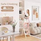 GameGem 2 Step Ladder Folding Step Stool with Wide Anti-Slip Pedal, 330LBS Capacity, Lightweight Portable Stepladder for Home and Kitchen Use, Cream Chocolate