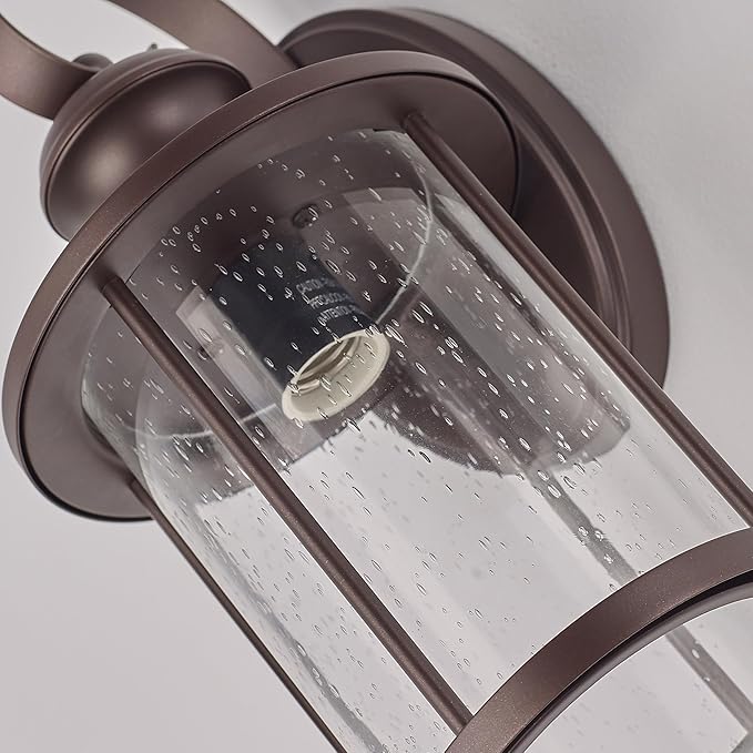 MICSIU 2 Pack Outdoor Wall Lantern Lights, 13.75 Inch Outside Porch Light Fixture with Clear Seedy Glass, Oil Rubbed Bronze Exterior Wall Lights for House, Front Door, Entryway, Pathway