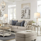 PARTPHONER Set of 2 Table Lamps with USB C+A Fast Charging Ports, 26" Tall Farmhouse Living Room Lamp with 3-Way Dimmable Nightstand Lamp White Fabric Shade for Living Room Bedroom Home Office