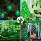 C9 Christmas Light Replacement Bulbs, 25 Pack Clear Green Christmas Light Bulbs, E17 Intermediate Base Bulb for Outdoor String Lights St Patricks Day Xmas Lights, 7Watt