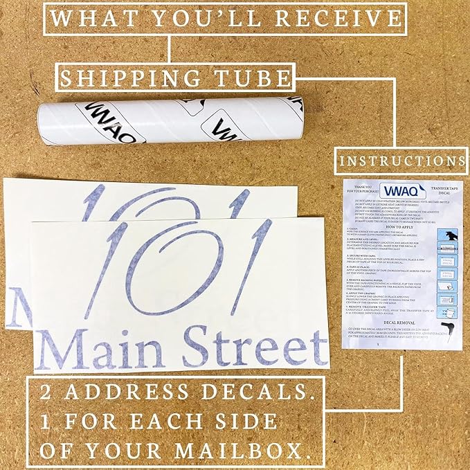 VWAQ Mailbox Decals Personalized Address Labels House Numbers and Vinyl Letters For Outside Custom Lettering Stickers - CMB1 (12 Inch X 6 Inch, Reflective White)