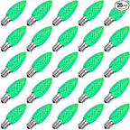 Meconard C9 Led Replacement Christmas Light Bulbs, C9 Shatterproof Led Bulbs for Christmas Indoor Outdoor String Lights, E17 Intermediate Base, Commercial Grade Holiday Bulbs, Green, 25Pack