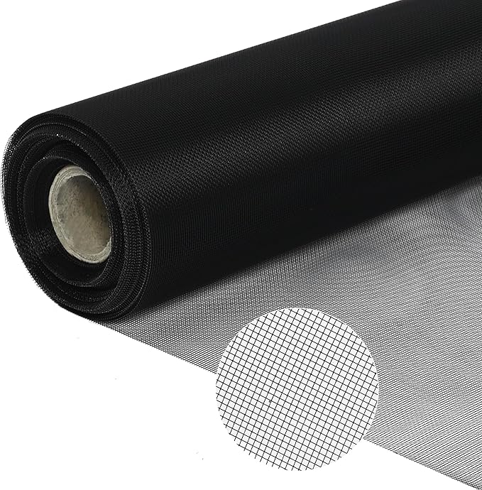 304 Stainless Steel Woven Wire Mesh Metal Window Screen Mesh Roll Security Mesh Roll for Door Screen/Patio Screen/Cabinets Mesh 20 Mesh 0.15mm Wire Dia (Black, 39.4in x 65.6ft)