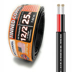 National Wire&Cable - 12/2 Tinned Copper Professional Wire (25 Feet) 12 AWG Gauge Stranded PVC Cord - 2 Conductor Electrical Wire - Made in USA - CL Rated/ETL Listed - Automotive, Low Voltage Cable