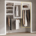 Tall Hanging Closet Unit, Modular Closet System, Wood Closet System Organizer with Storage for Walk In Closets, Clothing Rack Wardrobe Closet for Hanging Clothes, Bedroom, White, 28.5"W