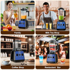 Blender, Smoothies Blenders, PRASKY Max.2400Watts/1000Watts Kitchen Blender and Grinder Combo 25000RPM Powerful Kitchen 68oz BPA Free 2 Containers Countertop Blenders Ice Crushing (Blue)
