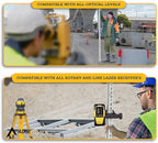 AdirPro 8-Foot Fiberglass Grade Rod – 8ths, 2-Section Telescoping Rectangular Leveling Rod – Non Glare and Corrosion Resistant – Heavy Duty Carrying Case Included