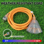 EP 10 Ft 14/3 SJEOW Heavy Duty Outdoor Extension Cord, Yellow 3-Outlet Power Cable with LED Lighted Plug, Water-Resistant for Indoor/Outdoor Use, Lawn, Garden, Appliances & Tools