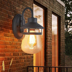 Outdoor Wall Sconce with Clear Seeded Glass Shade,Waterproof Exterior Fixture in Oil Rubbed Bronze Finish,Suit for Wet Locations,Easily Installed in Porch Patio Entryway,Doorway,Corridor
