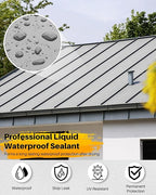 Waterproof Sealant 5 Gallon, Light Gray, Multi-Surface Leak Repair Coating, Durable Water-Based Rubber Roof Coating, Indoor & Outdoor Polyurethane Sealant for Concretes & Constructions