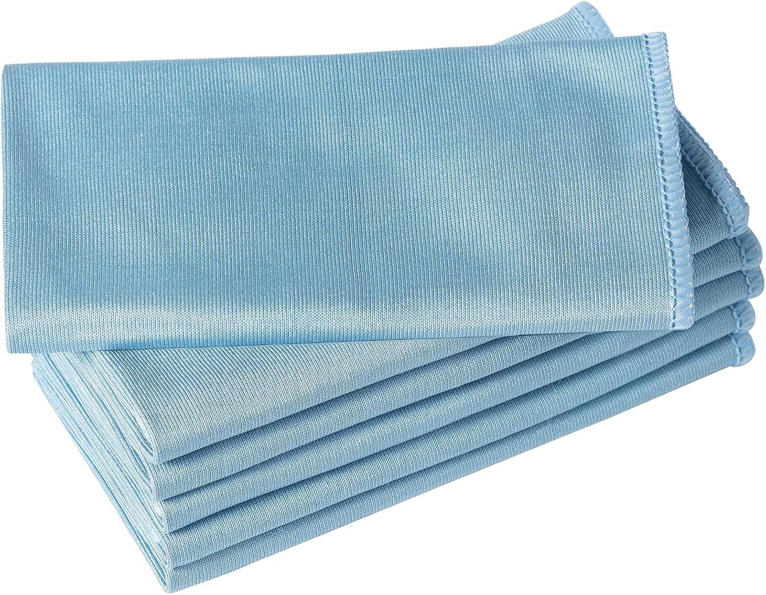 6 Pack Microfiber Glass Cleaning Cloth, 16 Inch X 16 Inch, Lint Free Quickly Clean Window, Glasses, Windshields, Mirrors, and Stainless Steel, Blue