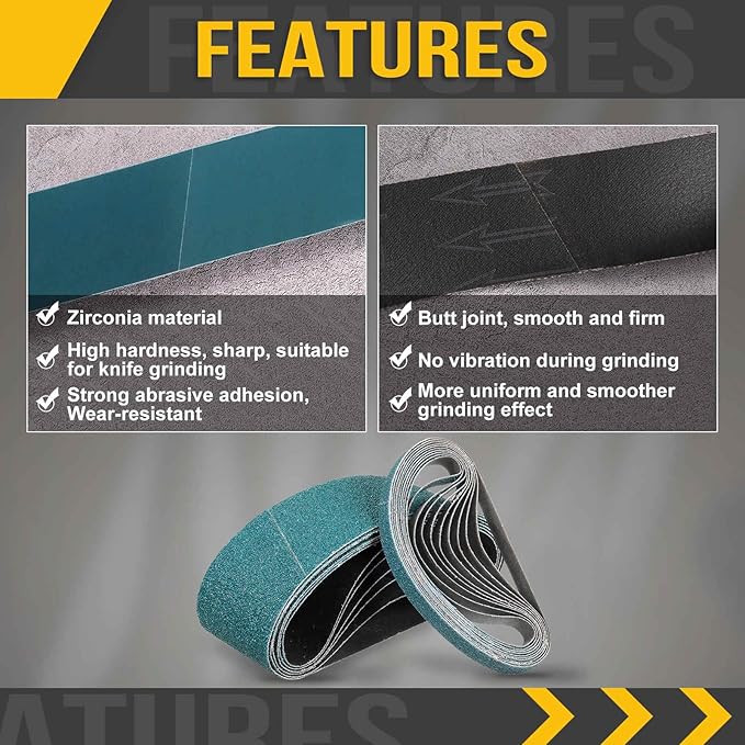 4 x 36 Inch Sanding Belt, 5 Pcs 320 Grit Zirconia Knife Sharpener Belts Work Sharpening for Belt Sander Knife Carving Tool Metal Working