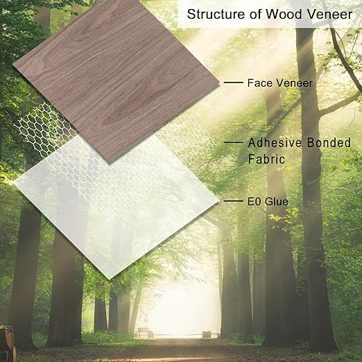 GSCIT Club 11 PCS Walnut Wood Veneer, 12 inch x 12 inch Wood Edge Banding Pre-glued Flexible, Veneer Tape Banding for Cabinet Repair Furniture Restoration