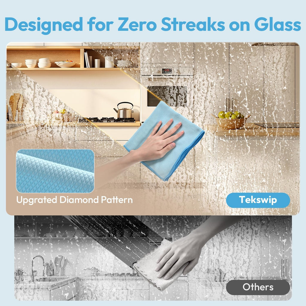 Nanoscale Microfiber Cloths 15.55”x 15.55”, Glass Window Mirror Stainless Steel Car Cleaning, Streak-Free, Lint-Free, Super Thick & Absorbent, Reusable, 6 Pack (Gray)