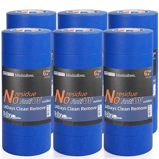 ADHES Upgrade Blue Painters Tape, Masking Tape for Painting 36 Rolls x 2 Inch x 60 Yards, Blue Paint Tape No Residue Outdoor Anti UV Multi Surface Use, Total 2160 Yards