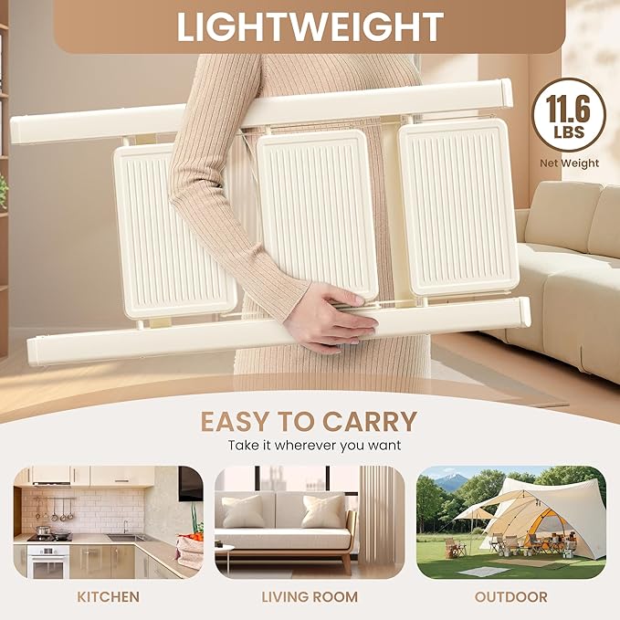 GameGem 3 Step Ladder Folding Step Stool with Wide Anti-Slip Pedal, 330LBS Capacity, Lightweight Portable Stepladder for Home and Kitchen Use, Cream White