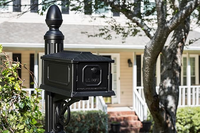 Architectural Mailboxes Stratford Plastic Mailbox and Post Kit, SC000BAM, Black, Medium Capacity