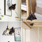 Extendable Cleaning Duster 94 Inch - Long Telescoping Ostrich Feather Dusters with Stainless Steel Extension Pole for High Ceiling Fan, High Ceilings,Roof Dusting