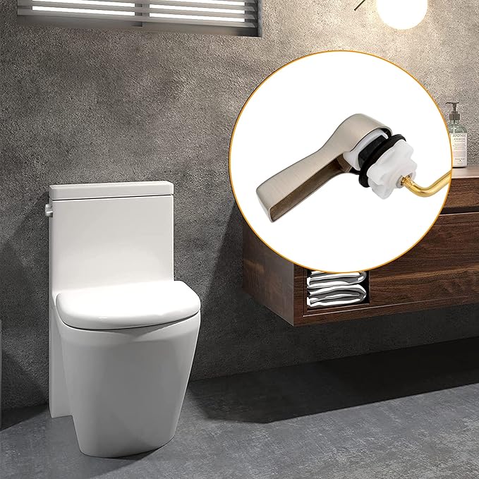 Hibbent Universal Metal Side Mount Toilet Handle Replacement Kit, Brass Toilet Flush Tank Lever with Stainless Steel Flapper Chains for Most Toilets, Brushed Nickel Finish