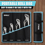 SHALL 4-Piece Groove Joint Pliers Set, 12/10/8/6 Inch Adjustable Water Pump Pliers with Cushion grip, Tongue and Groove Pliers w/Tool Roll Bag for Home Repair, Plumbing, Gripping, Nuts, Bolts