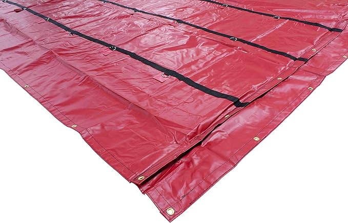 Mytee Products 20' x 27' Flatbed Truck 18 Oz Lumber Tarp with 6 FT Drop - Red Heavy Duty Vinyl Waterproof Tarp for Trailers to Protect Cargo from Wind, Rain, Snow and Sun