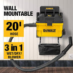 DEWALT Portable 6 Gallon 5 Horsepower Wall-Mounted Garage Wet Dry Vacuum Cleaner DXV06G