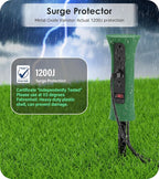 CCCEI Outdoor Power Strip Weatherproof with Stake, Waterproof Extension Cord with Multiple Outlets, Christmas Exterior Garden Decor, Yard, Camping, 4 Plugs, Surge Protector 6FT, Green.