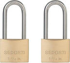 Weatherproof Padlock with Stainless Steel 304 Long Shackle and Solid Brass Body, 1-9/16 in. Wide, 2 Padlocks Keyed Alike, Marine Grade Rustproof Lock for Outdoors Use YNBSP240