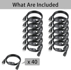 262FT（6.56FT*40） Black Extension Cord with Switch On/Off, 3 Prong Grounded Plug, Insulated & Flame Retardant,125V 375W Indoor Power Cord, UL Listed