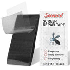 Black Screen Repair Tape, 4" X 180" (15FT) Window Screen Door Repair Kit, Strong Adhesive Fiberglass Patch Tape Mesh