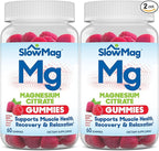 SlowMag Magnesium Citrate Gummies - Supports Muscle Health, Recovery & Relaxation, Natural Berry Flavored, 60 Count Pack of 2